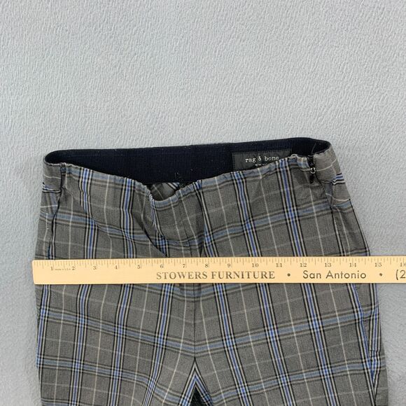 RAG & BONE New York Simone Pants Size 4 Stretch Plaid Blue Black Grey - Picture 7 of 16